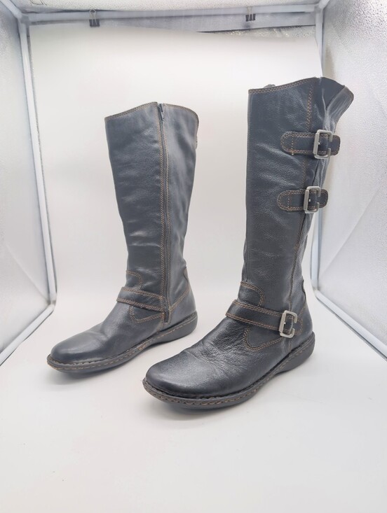 b.o.c. Shoes - b.o.c. Born Concept Black Leather Knee-High Buckle Boots - Sz 11 (43)